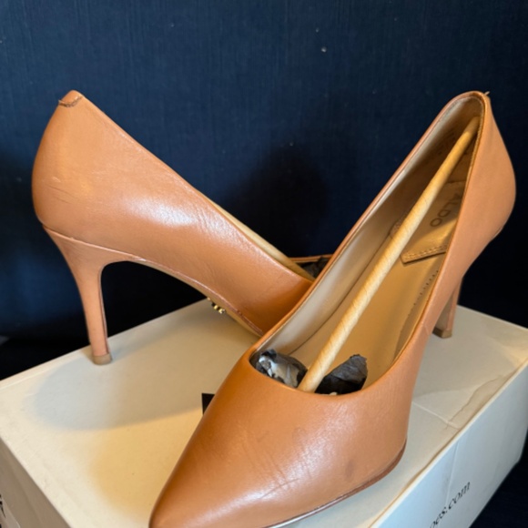 ALDO Coronitiflex Leather Stiletto High Heel Tan sz 6, 3.25" - Picture 8 of 13